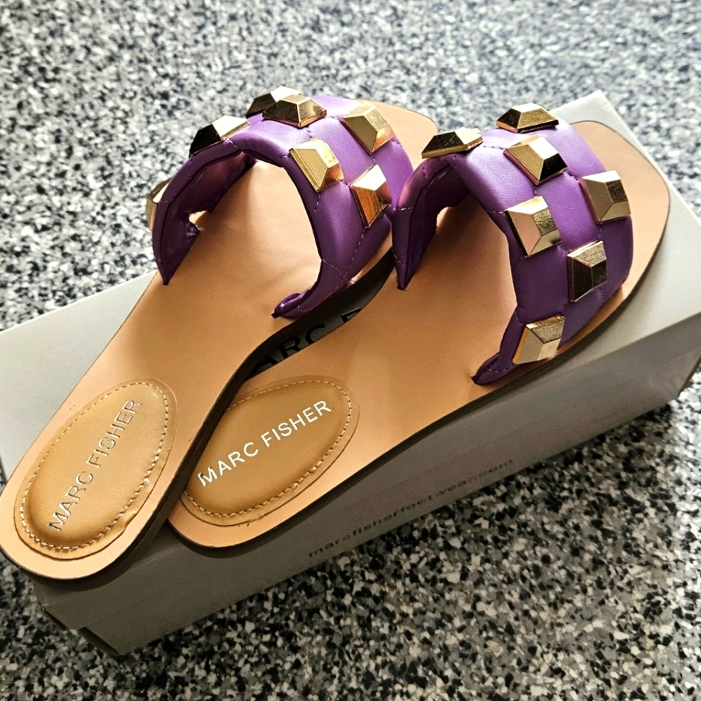 MARC FISHER NEW Bamer Studded Slide Sandal